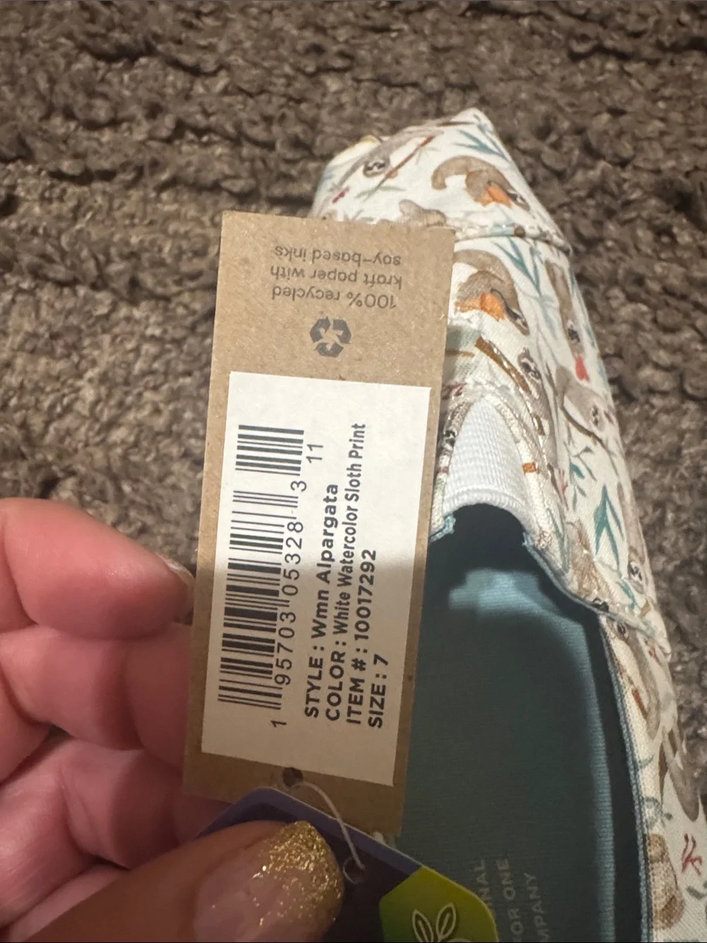 Toms Women's Cream Animal-Print Slip-On Flats with Light Blue Insole